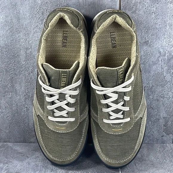 LL Bean Womens Lace Up Round Toe Olive Green Shoes Size 7.5 Sport Oxford - Picture 7 of 9